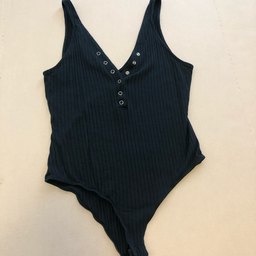 Teal bodysuit with snap closure